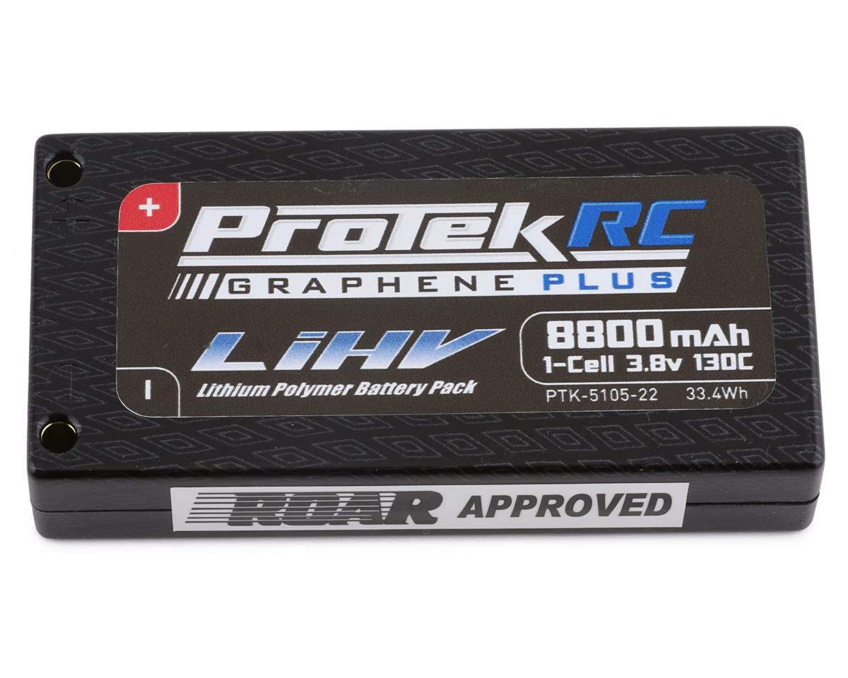 ProTek RC 1S 130C Low IR Si-Graphene + HV LiPo Battery (3.8V/8800mAh) w/4mm Connectors (ROAR Approved) 3 ProTek RC 1S 130C Low IR Si-Graphene + HV LiPo Battery (3.8V/8800mAh) w/4mm Connectors (ROAR Approved)