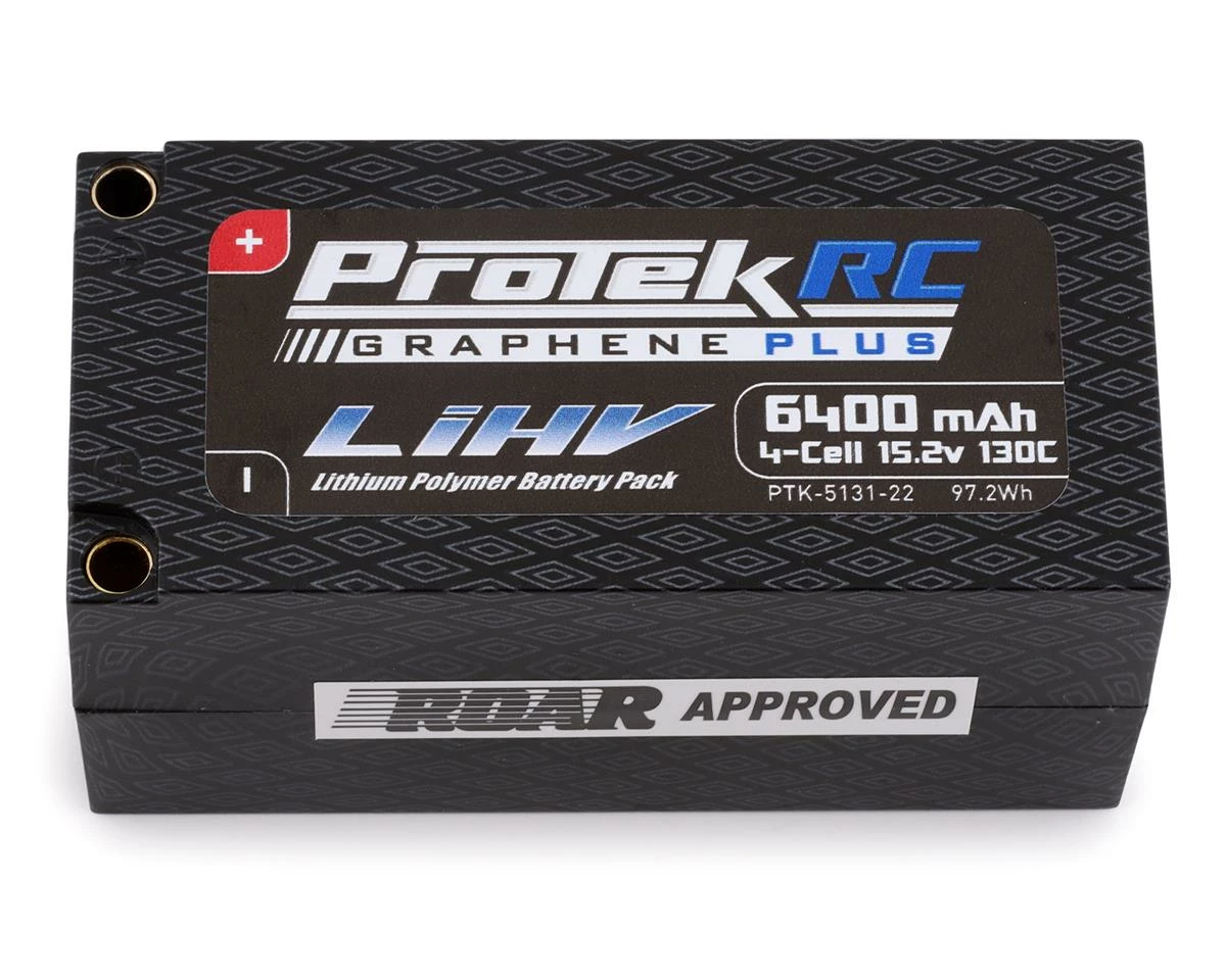 ProTek RC 4S 130C Low IR Si-Graphene+ HV Shorty LiPo Battery (15.2V/6400mAh) w/5mm Connector (ROAR Approved) 2 ProTek RC 4S 130C Low IR Si-Graphene+ HV Shorty LiPo Battery (15.2V/6400mAh) w/5mm Connector (ROAR Approved)